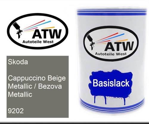 Skoda, Cappuccino Beige Metallic / Bezova Metallic, 9202: 500ml Lackdose, von ATW Autoteile West.